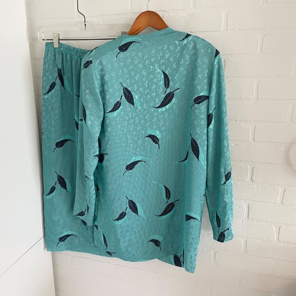 Vintage 80s Matching Set (3 pieces) Blazer Cami Midi skirt Iridescent Blue Sz S - Picture 10 of 15